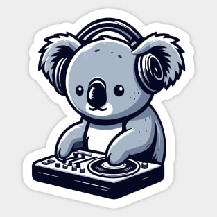 Cute koala with headphones in a dj party, kawaii style koala bear vector illustration Sticker